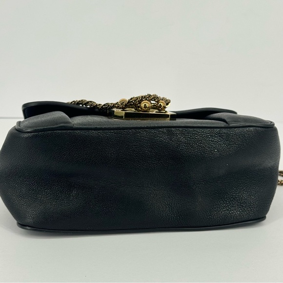 Chloe Elsie Black Leather Crossbody Bag Small Gold Chain Hardware With Dustbag - Picture 9 of 16